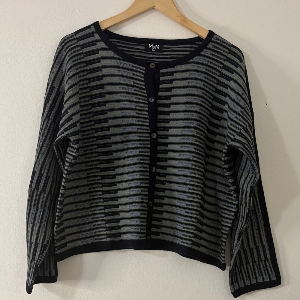 Icelandic Design Handmade Peru Baby Alpaca Cotton Cardigan L XL Cropped Boxy